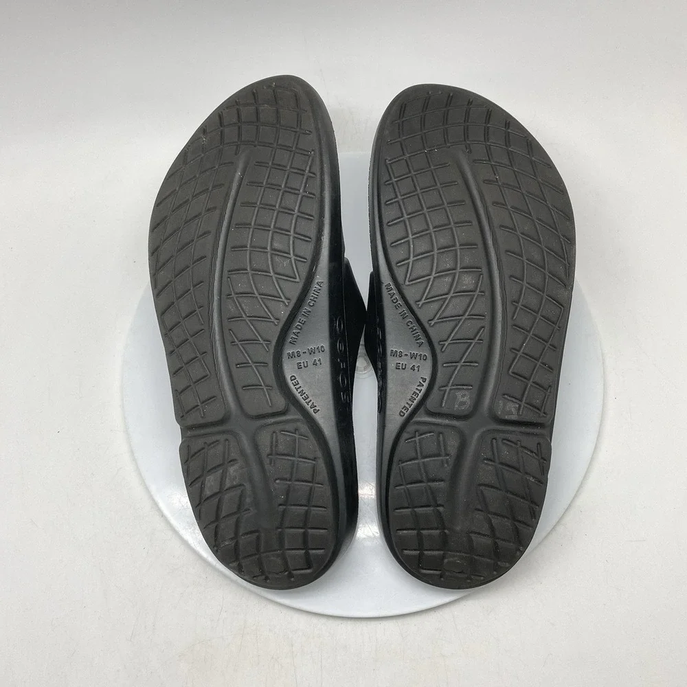 Oofos OOahh Sport Sandals Mens 8 Womens‎ 10 Black Open Slip On Recovery Rubber